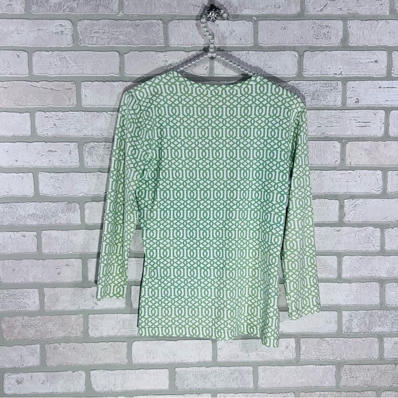 J. McLaughlin Signature Catalina Cloth Green Geo Print Top Size S - Picture 4 of 6